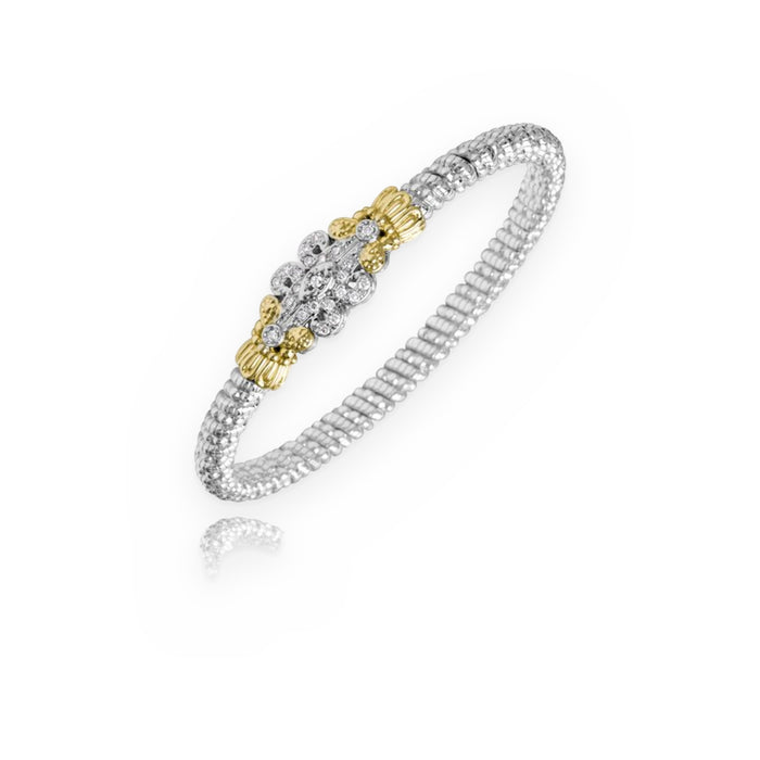 Vahan two-tone sterling silver and gold diamond station cuff bracelet